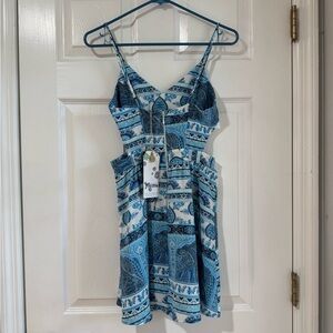 Show Me Your MuMu Blue Paisley Mini Dress
